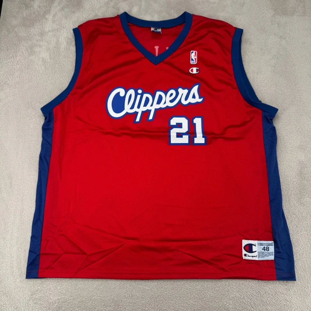 Vintage Champion Mens LA Clippers Darius Miles Jersey Size 48 XL Red Preowned
